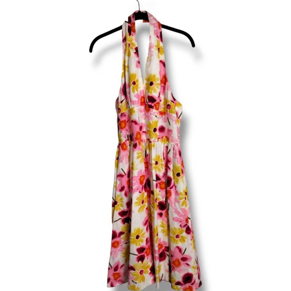 Atelier / Trace Womens Dress | Sz 2 | Linen Halter Flare Retro Glamour Summer